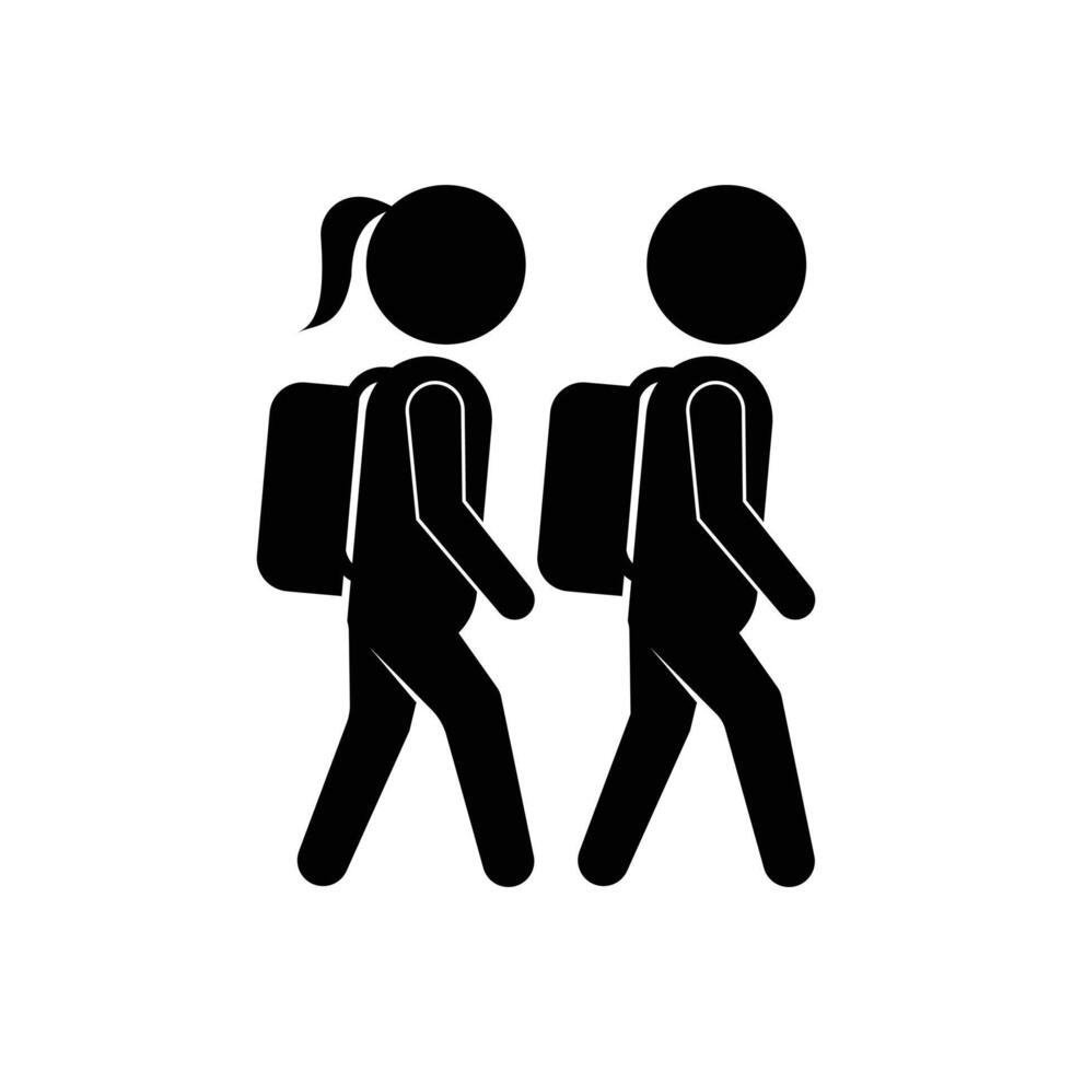 Students Walking School Campus Icon vector