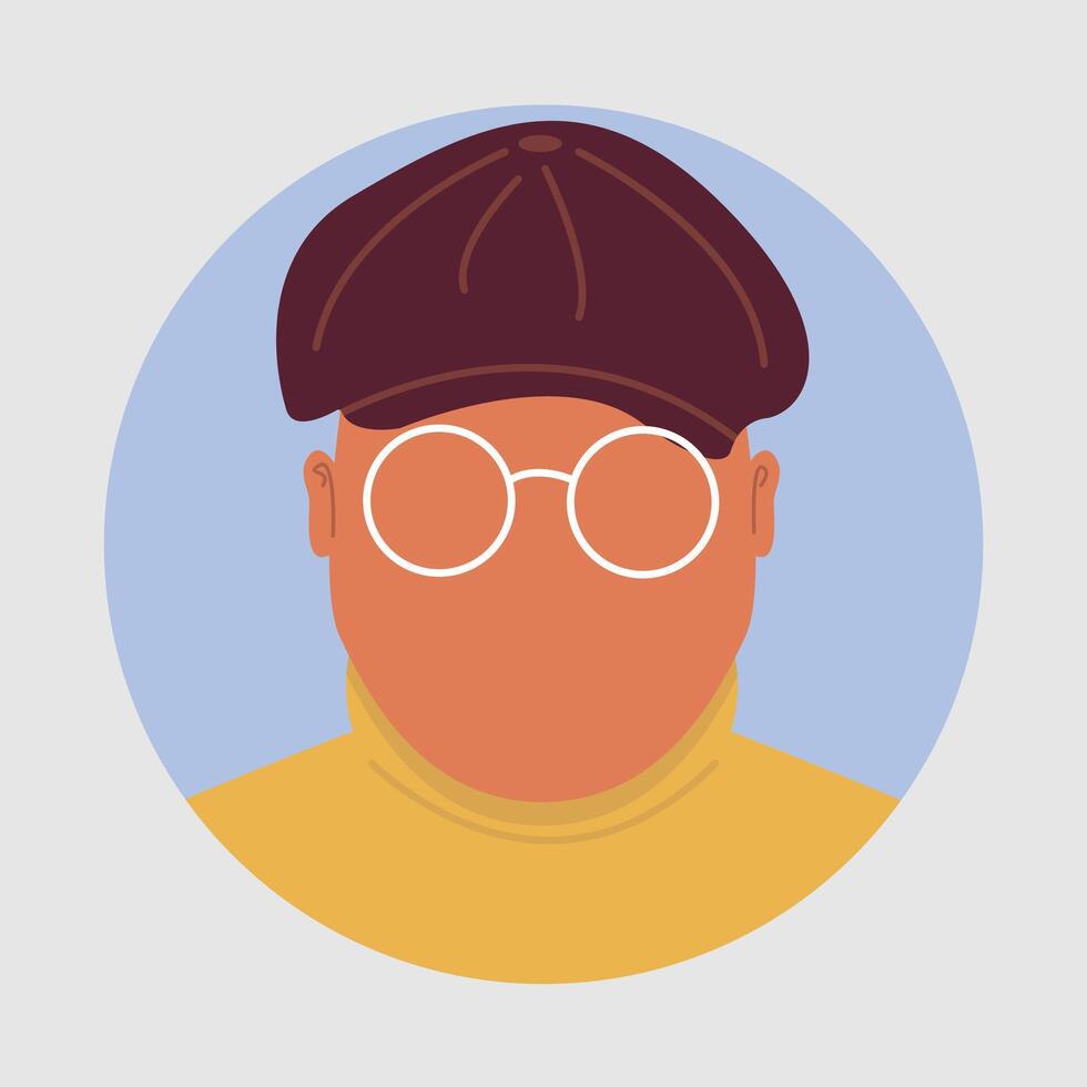 man avatar with hat and glasses illustration vector