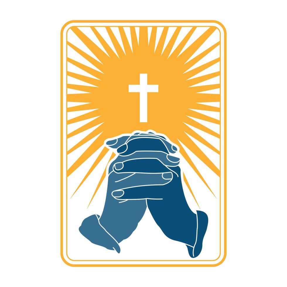 Hands holding religious cross symbol illustration vector