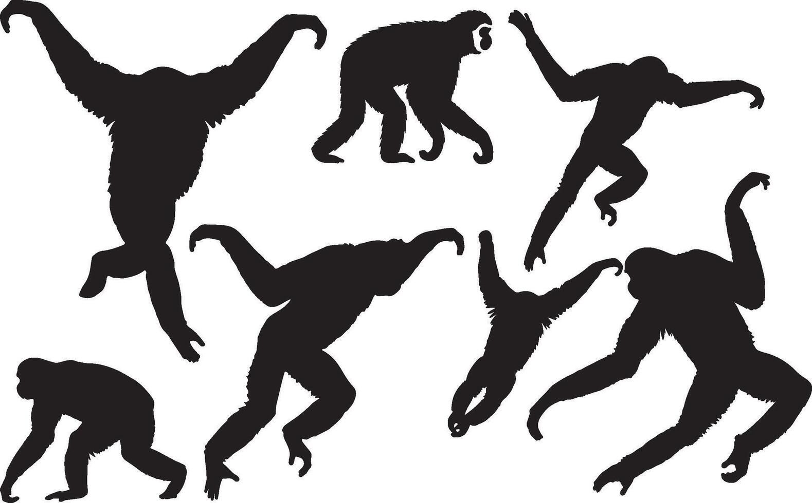 Silhouette of a Gibbon vector