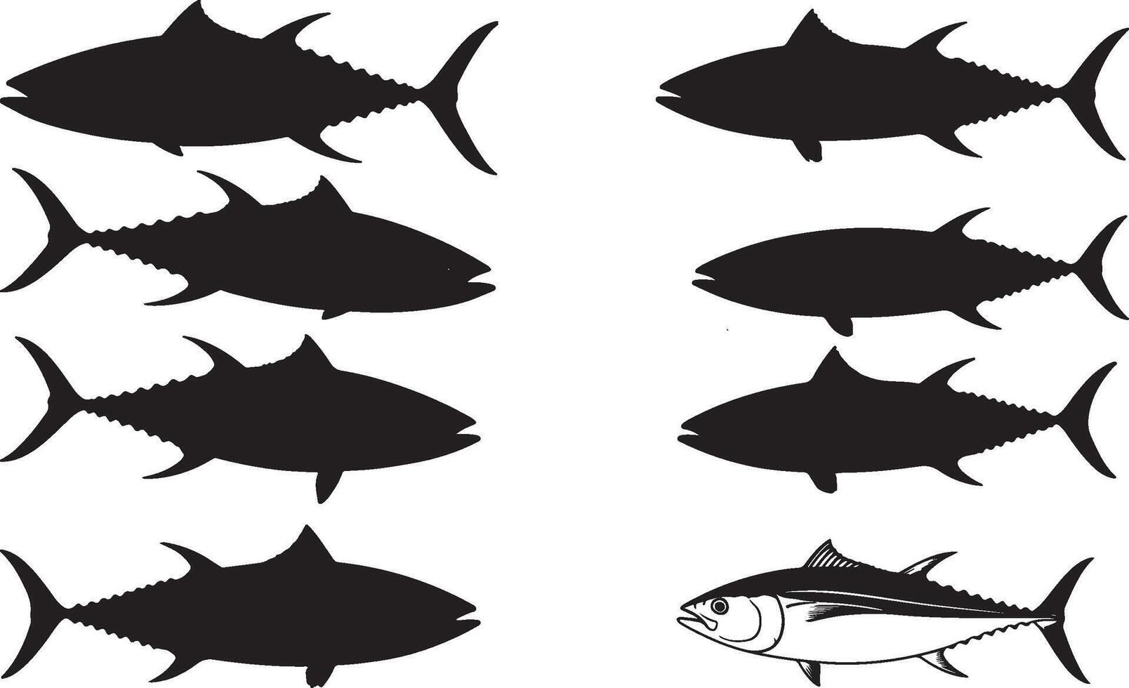 Albacore Tuna Silhouettes vector