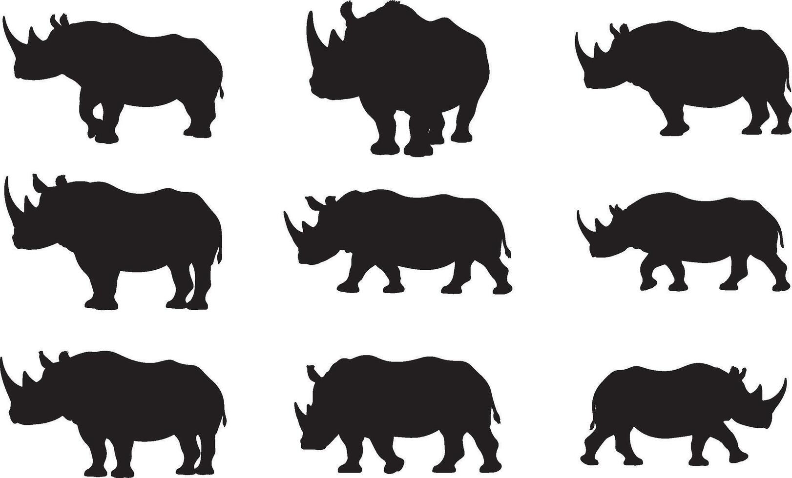Rhino silhouette set on white background vector