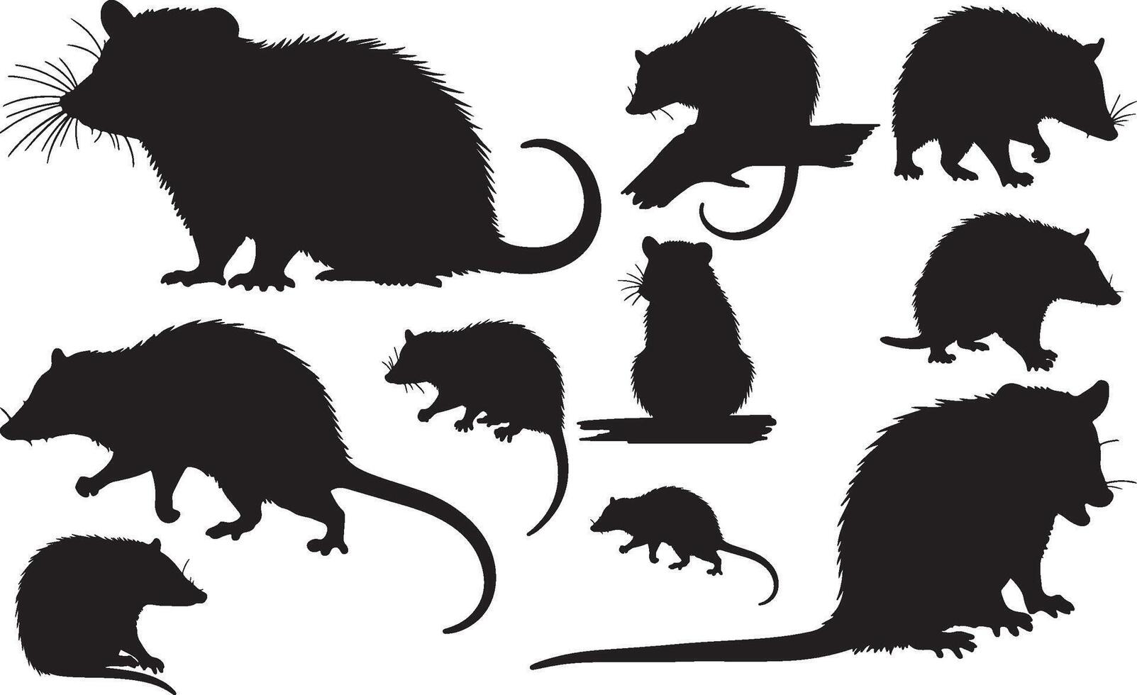 A set of silhouettes of rats and mice vector