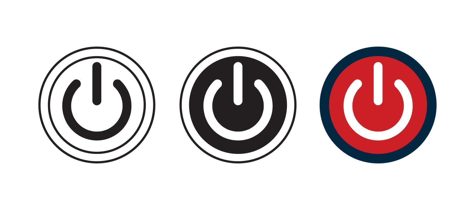 Icon button representing the shutdown action vector