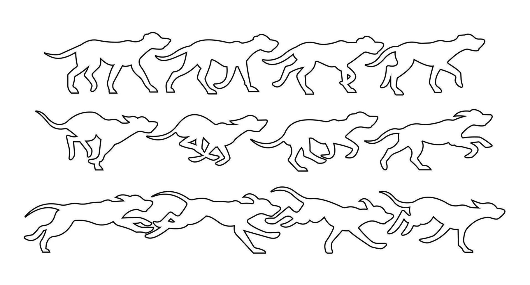 Active dog running outline for sports and design vector