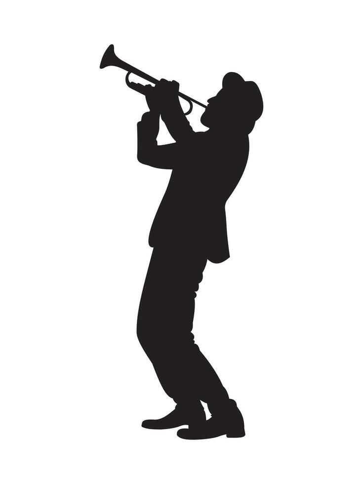 Classic silhouette of a saxophone player performing vector