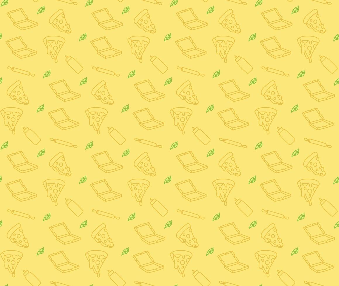 Outline design of pizza pattern in yellow vector