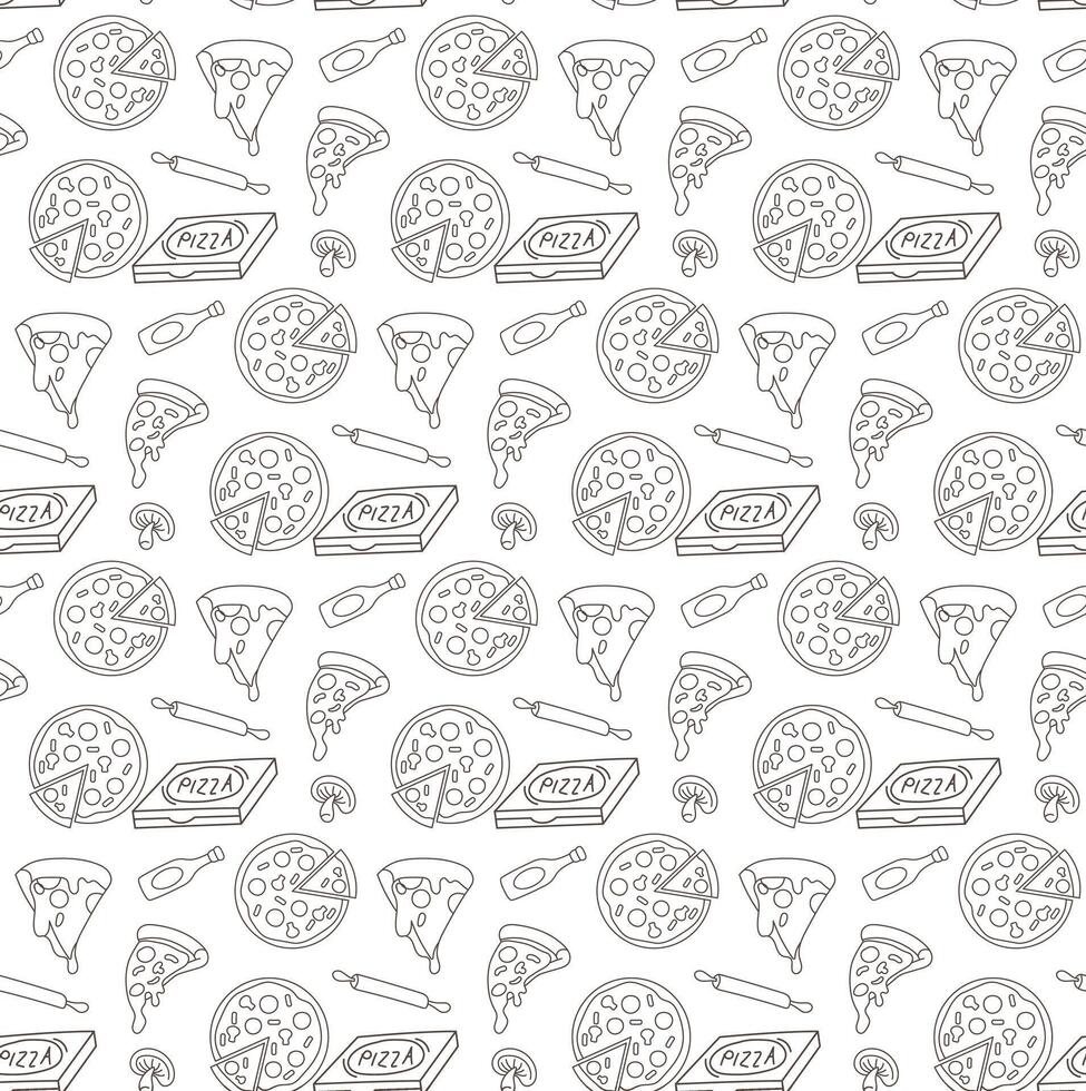 Brown outline pizza slice pattern design vector