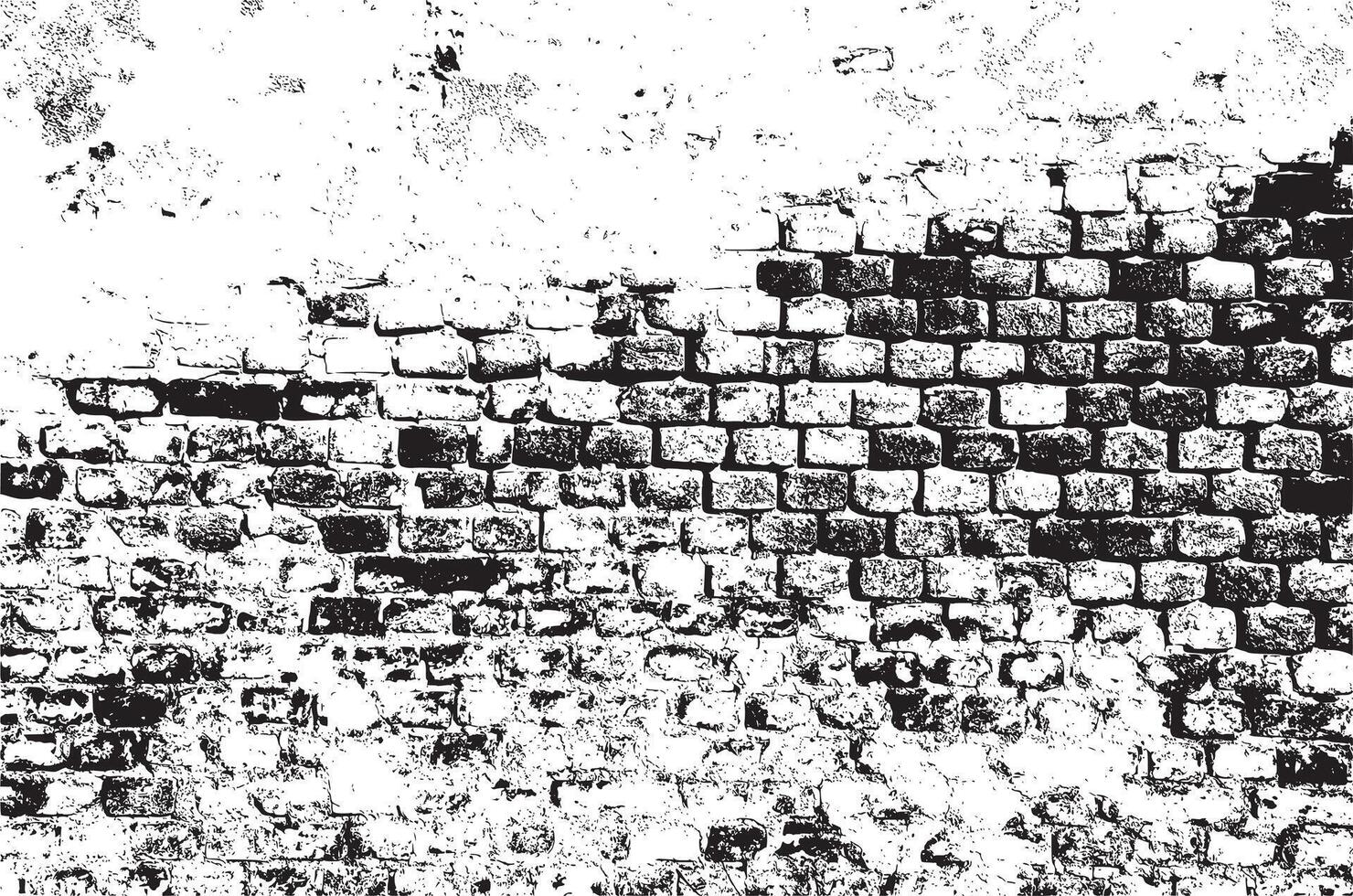 Peeling brick wall with porous texture vector