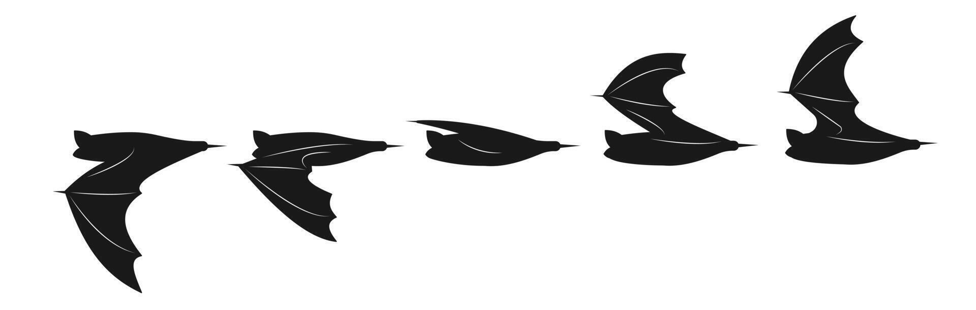 Black silhouette of bat flying on white background vector