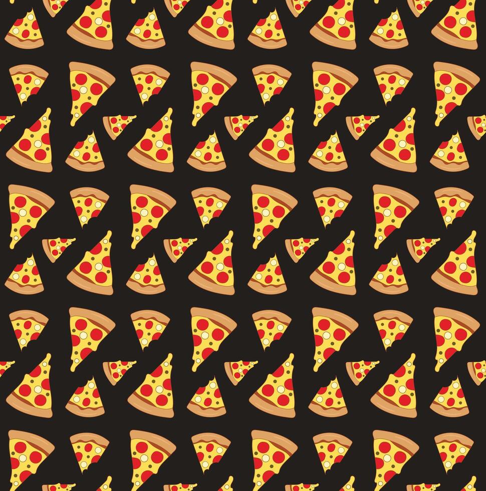 Flat design pizza slices on black background vector