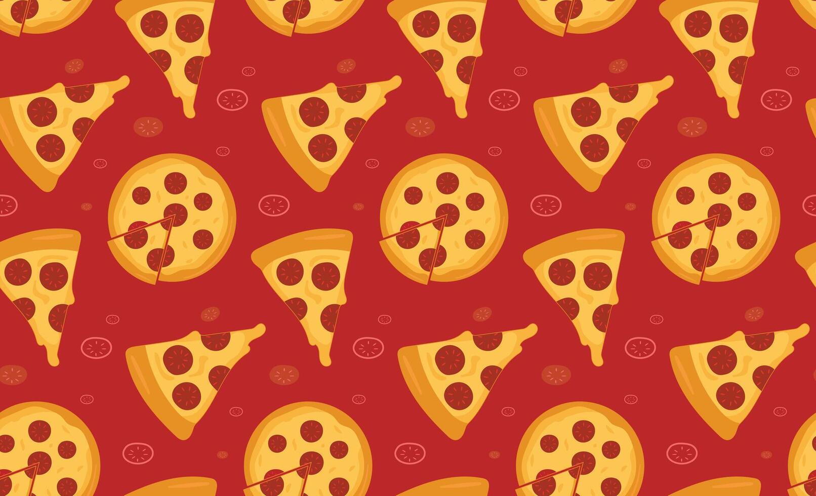 Flat design pizza slices on red background vector