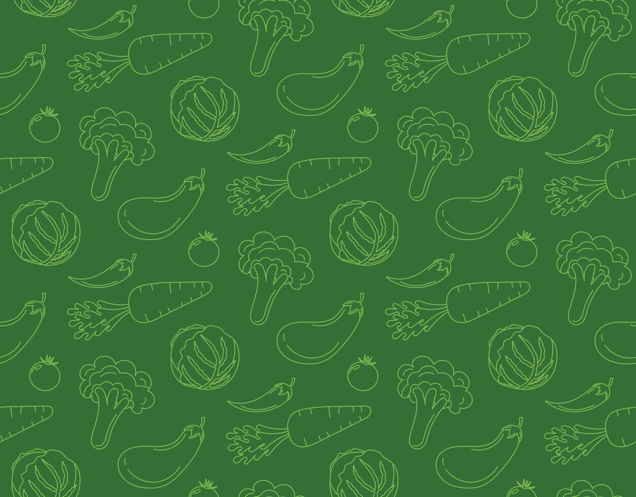 vegetable pattern drawing hand draw green background vector