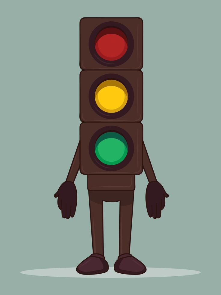design of a cartoon-style traffic light character vector