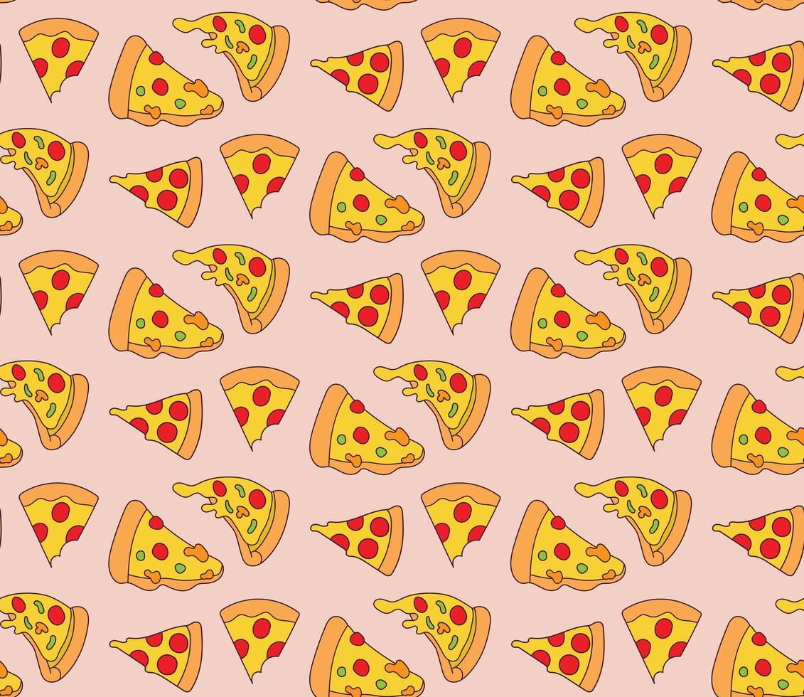 Flat design pizza slices on pink background vector