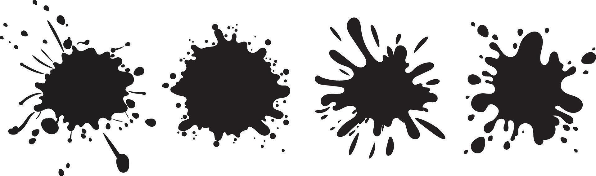 Collection of black splash water illustrations vector