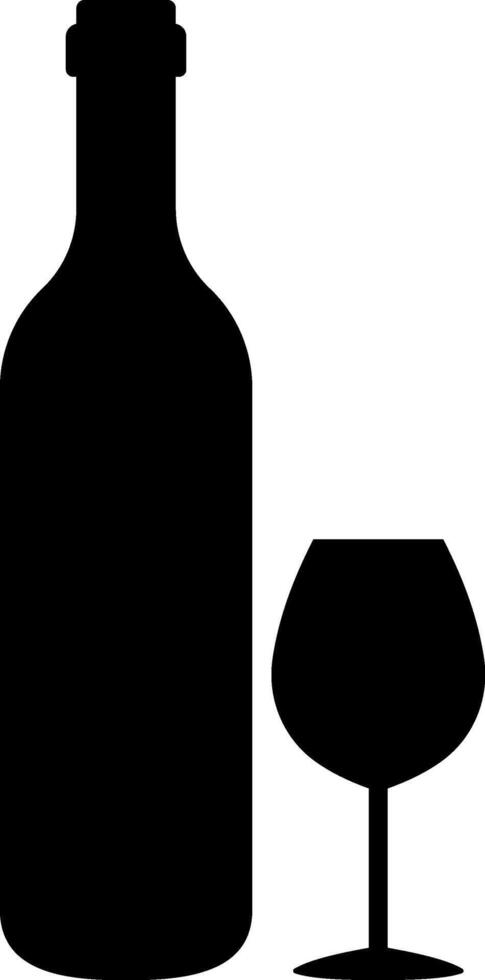 Silhouette of a wine bottle and glass in style vector