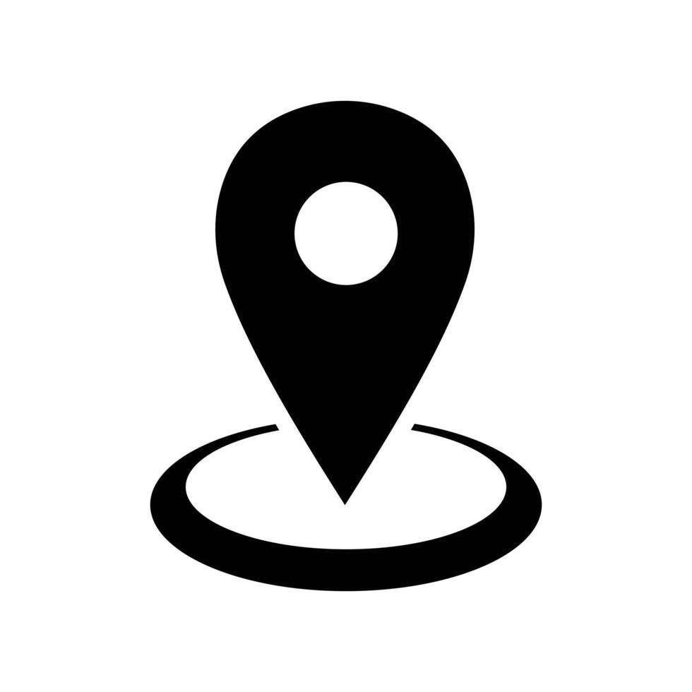 Modern black map pin icon for location marking vector