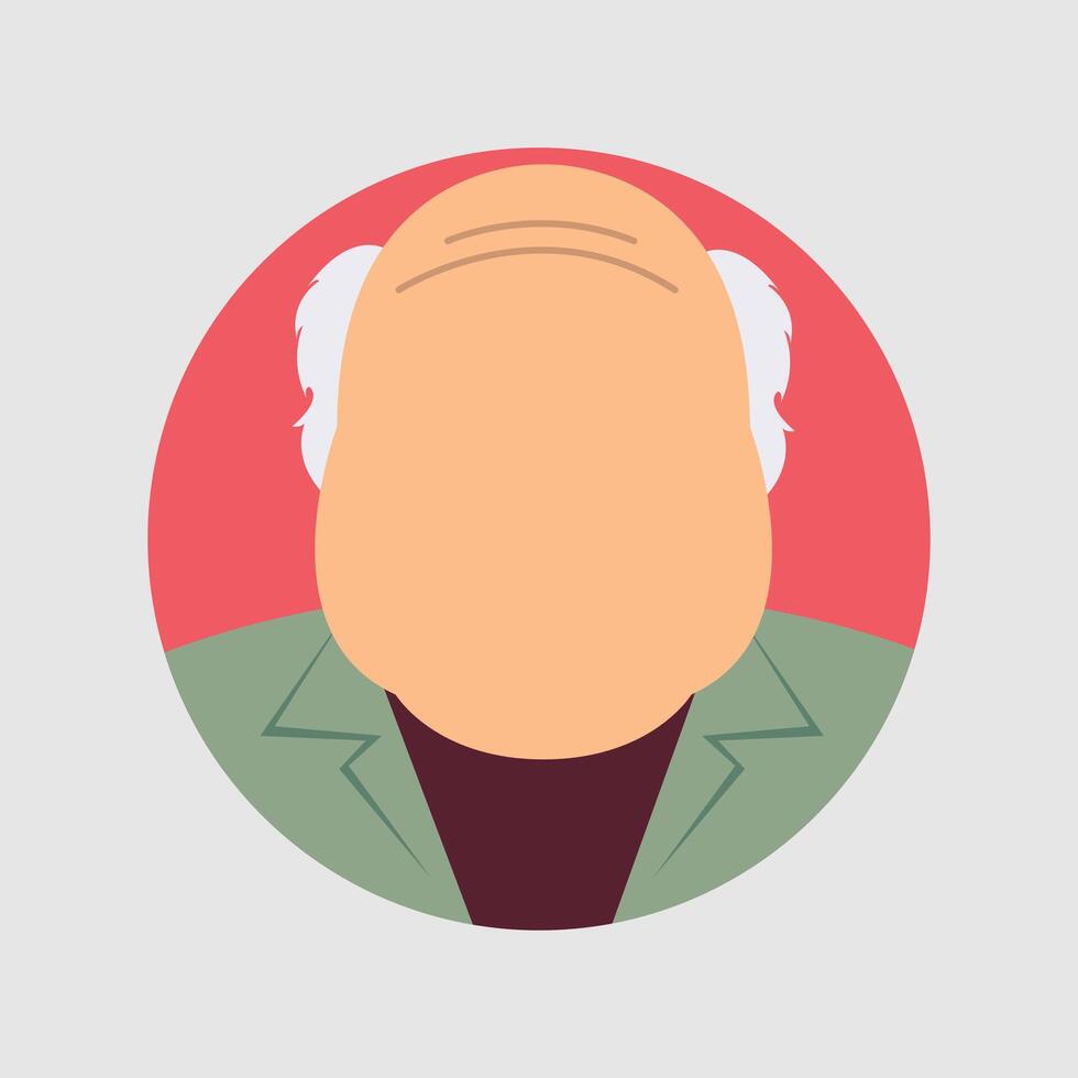 Fat old man avatar illustration with details vector