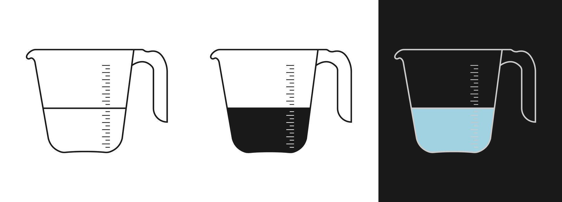 Kitchen measuring cups icon cooking tool set vector