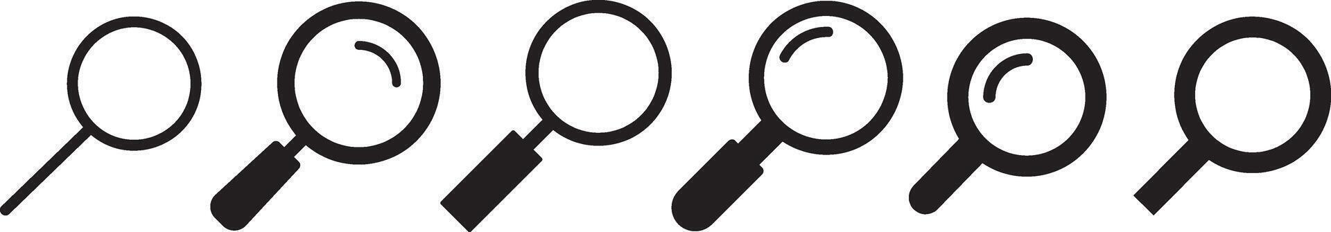 Set of search button icons with various designs vector
