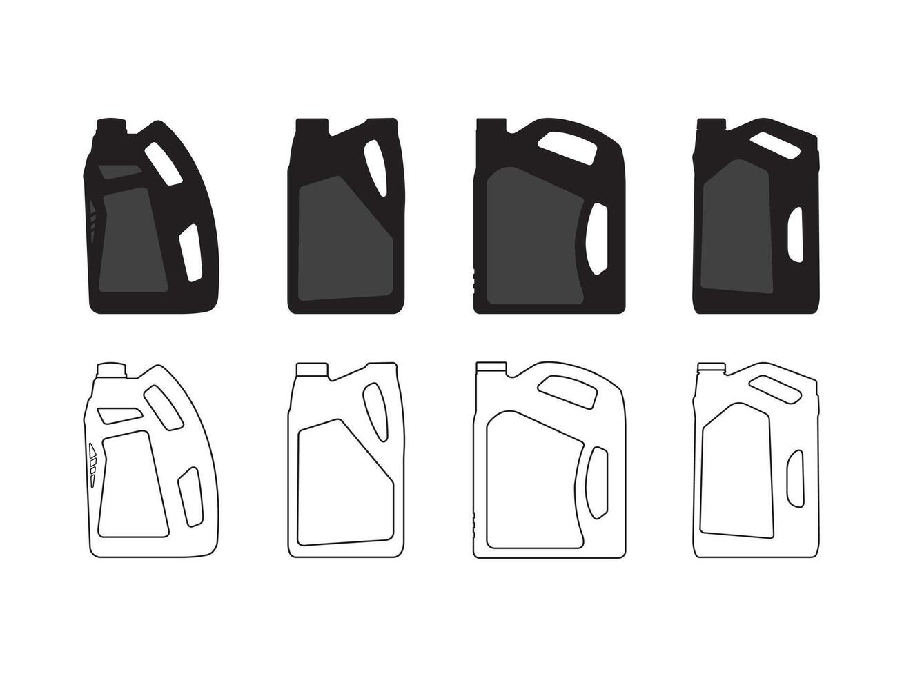 Set of icons depicting oil bottles in various designs vector