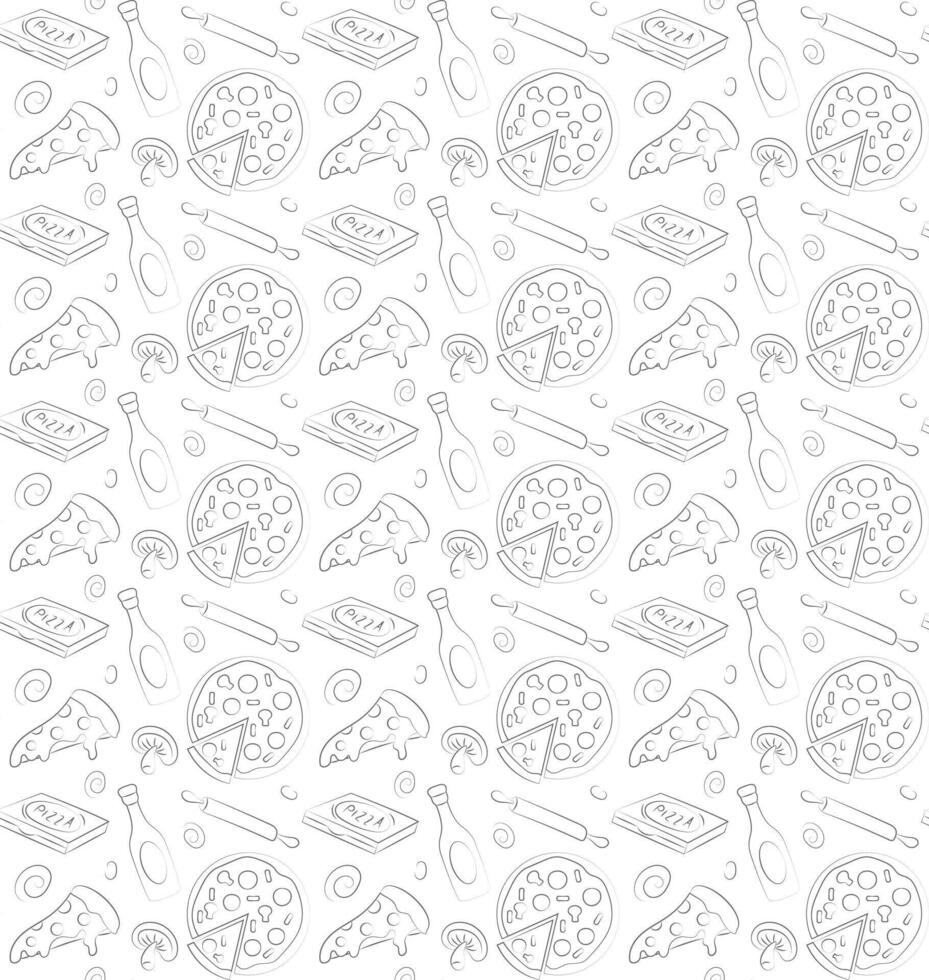 Minimalist pizza outline pattern design drawing vector