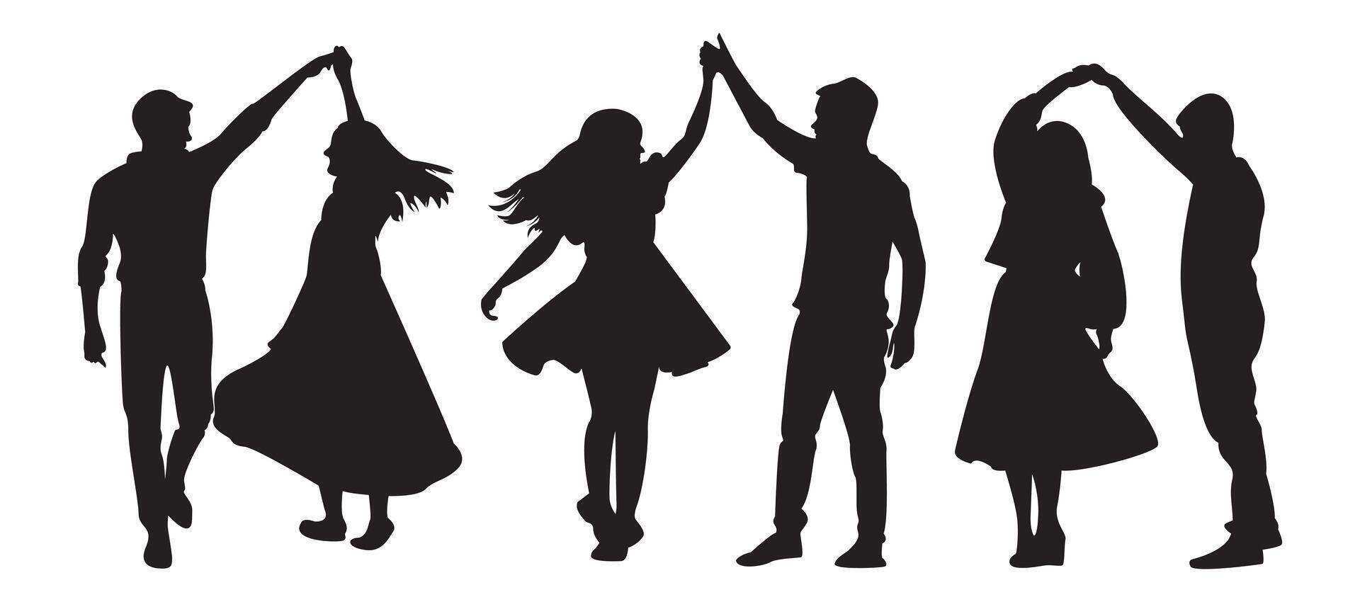 Couple dancing silhouette wearing blouse and style vector