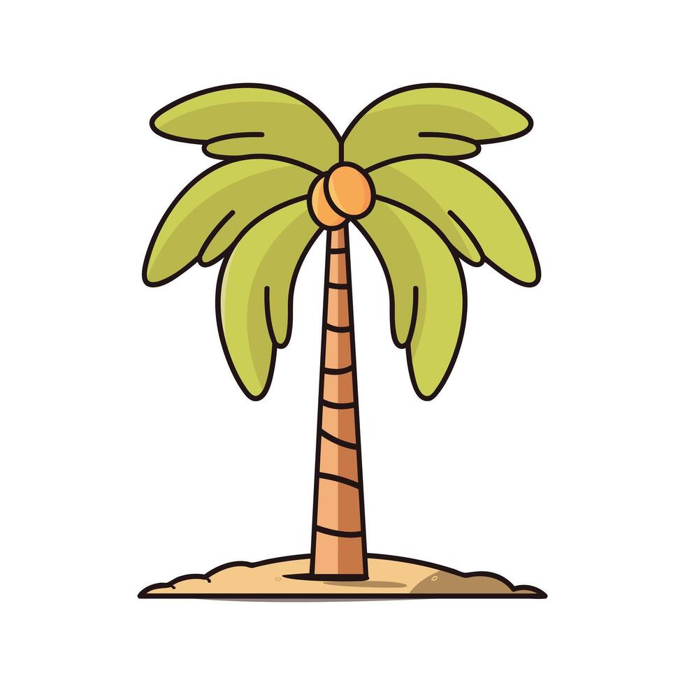 Cartoon-style icon of a palm tree for tropical themes vector