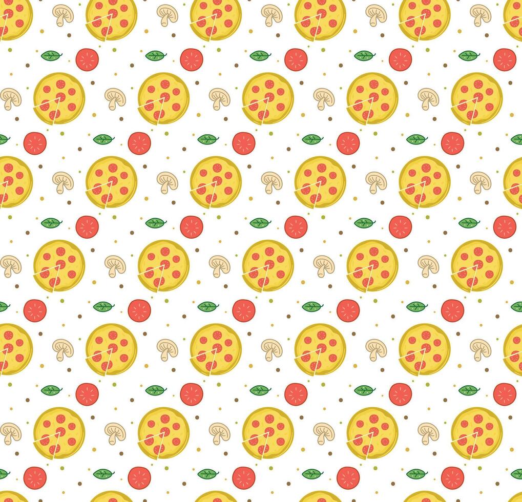 Flat design pizza pattern on white background vector