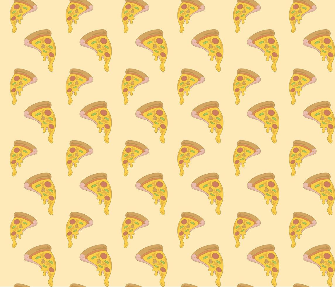 Soft yellow flat pizza slice pattern design vector