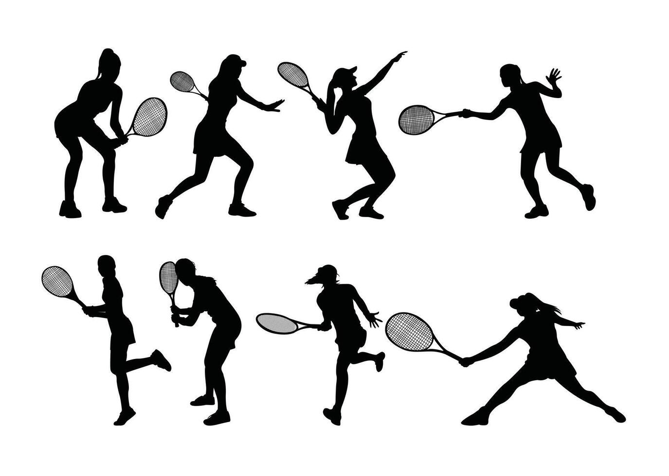design featuring a set of tennis woman silhouettes vector