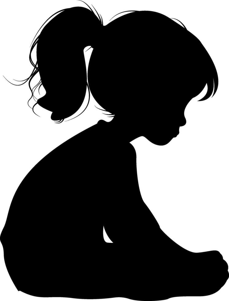Sad sitting girl silhouette design vector