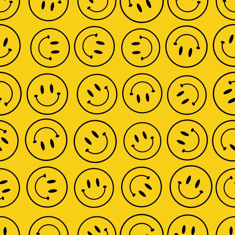 Fun graphic icon pattern with emoticons vector