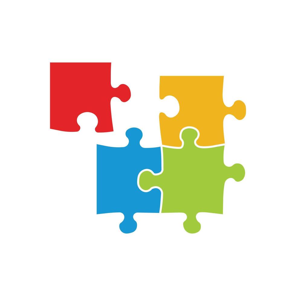Business SEO puzzle line icon flat color teamwork vector
