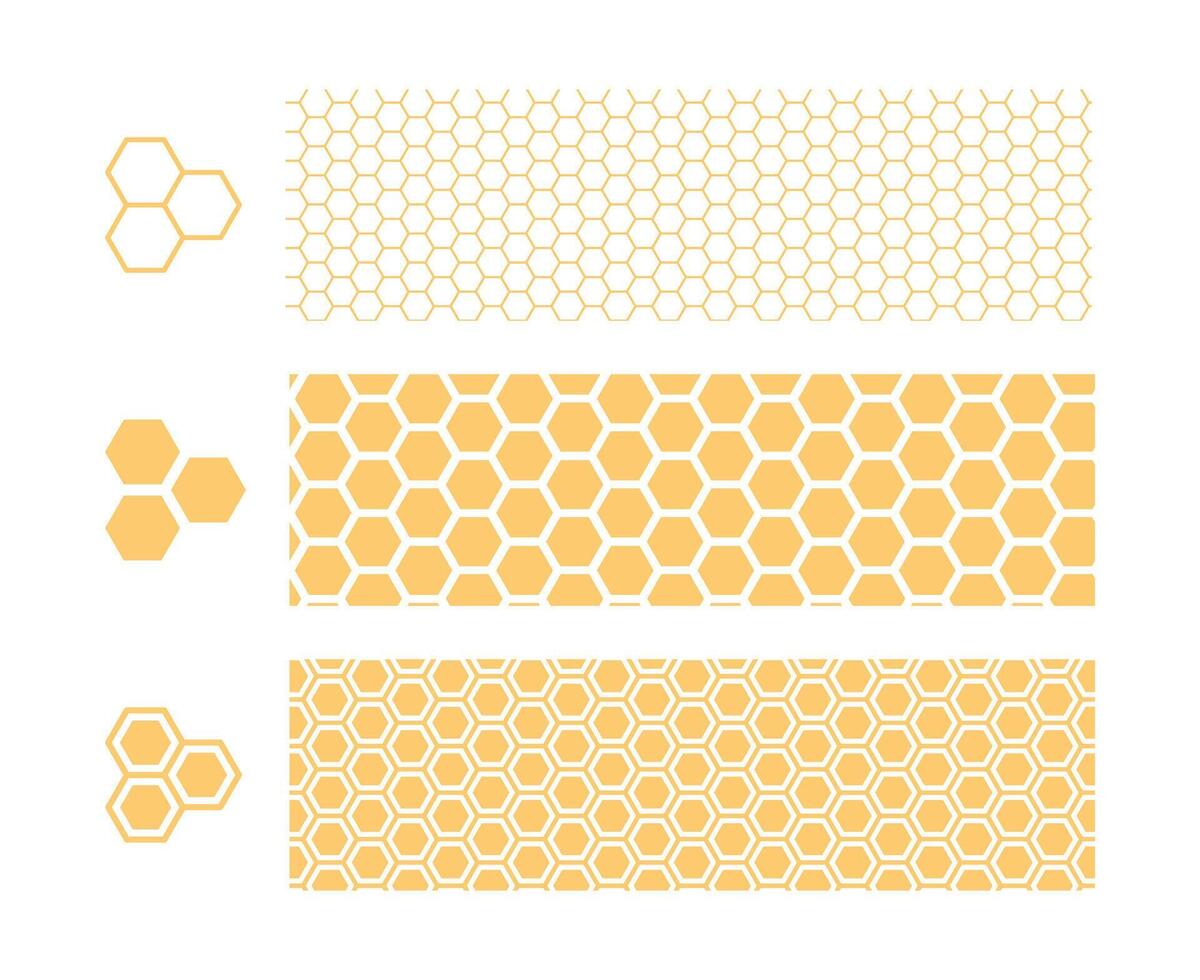 Collection of seamless honeycomb patterns for various designs vector