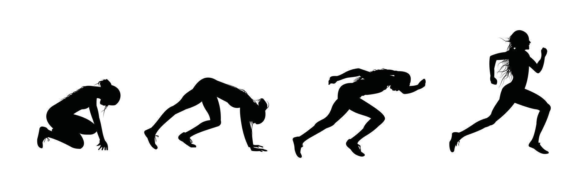 Woman runner starting to run action illustration vector