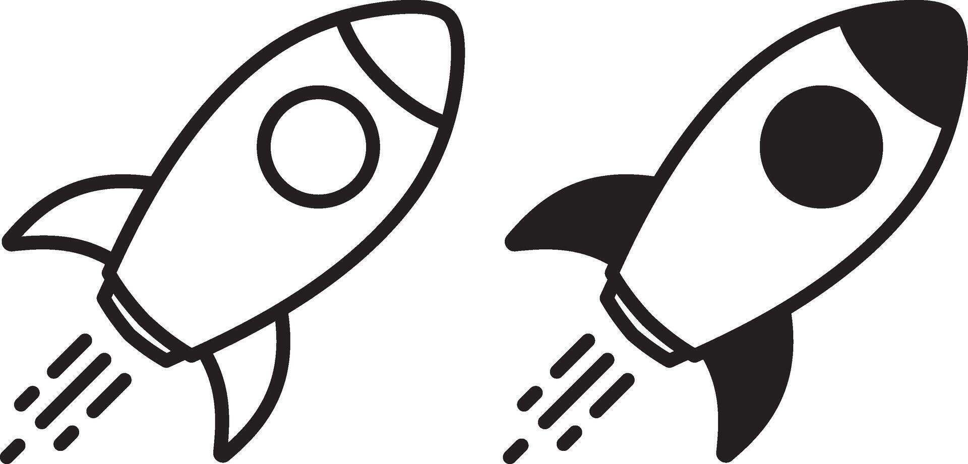 Monochrome design of a rocket icon for space launch vector