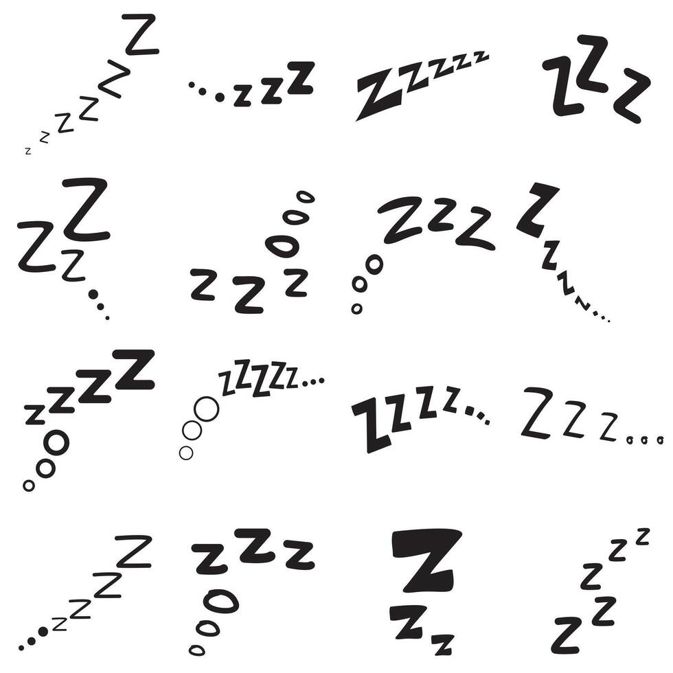 Collection of sleep text zzz icon designs vector
