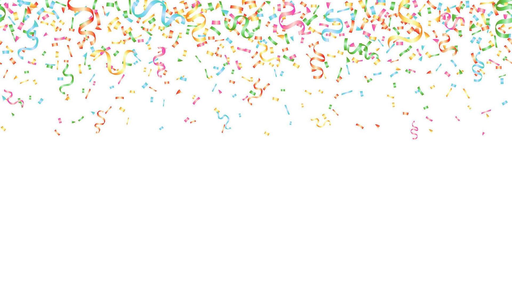 Banner happy festival, event, season paper realistic serpentine and confetti colorful seamless horizontal vector