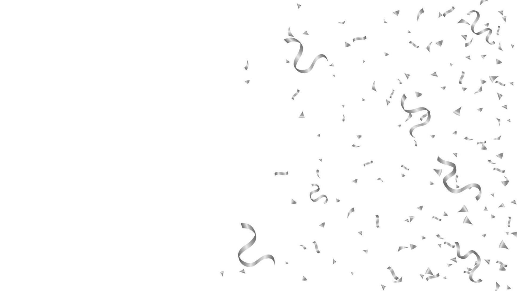 Party, decoration and holiday with silver confetti and ribbons on transparent background vector