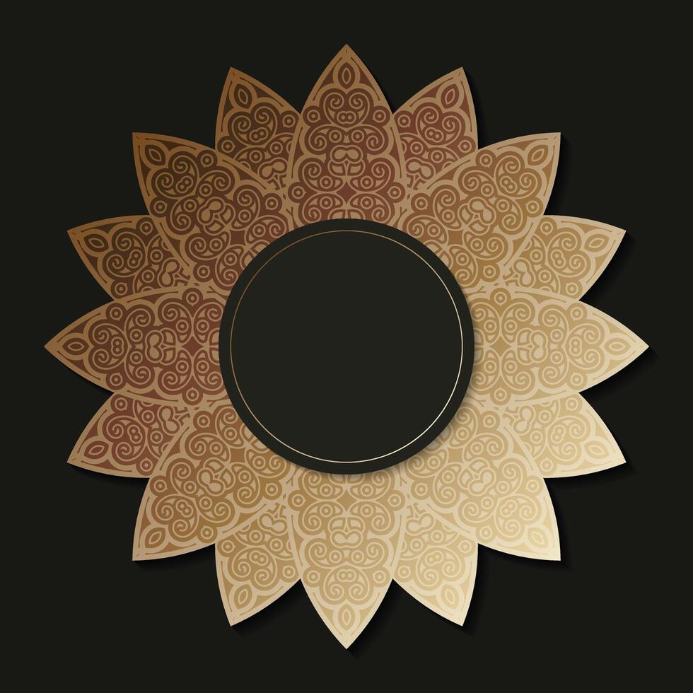 Luxury mandala decorative card in gold color style vector