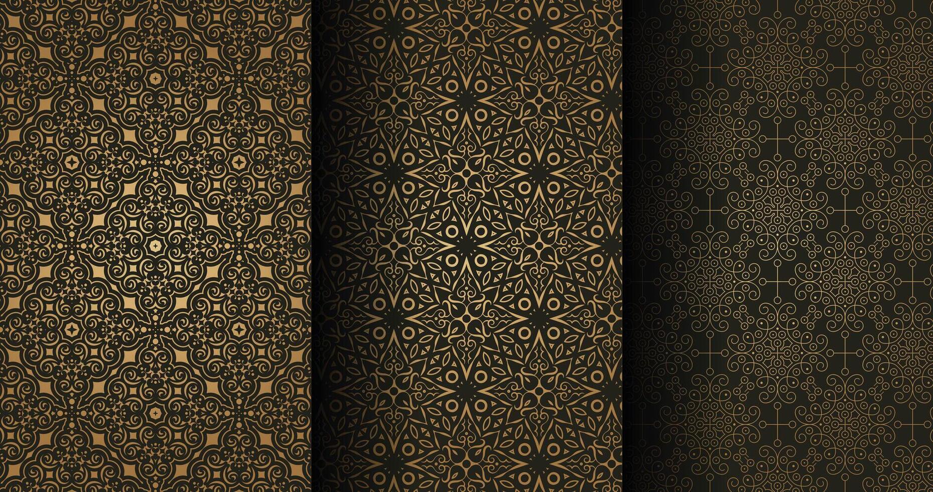 Collection gold and black art pattern background vector