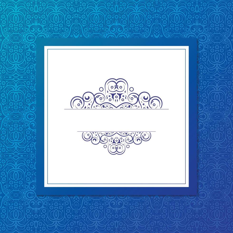 Blue calligraphy square ornament pattern line vector