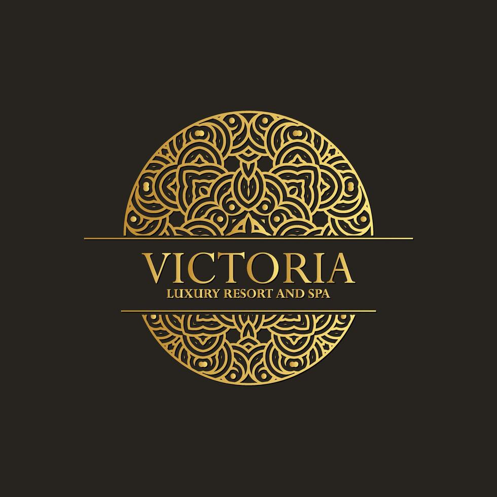 Luxury monogram hotel label template vector