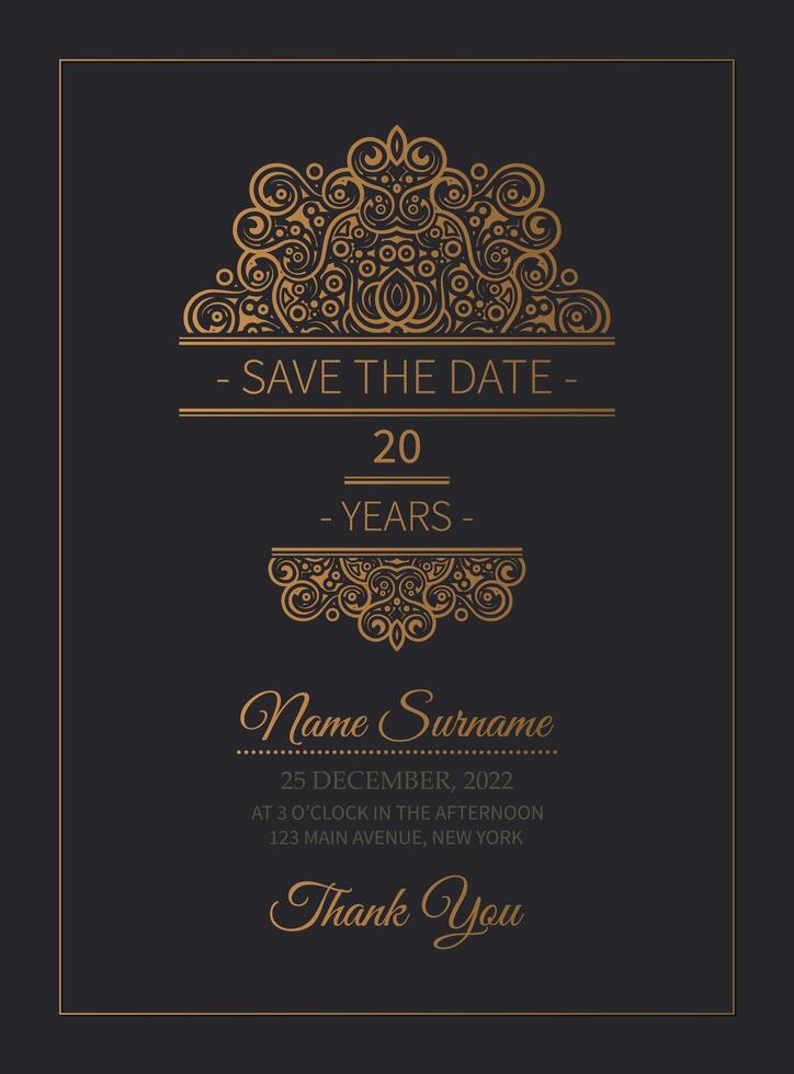 elegant dark birthday invitation template vector