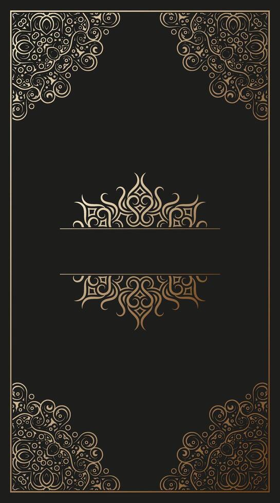 Luxury gold dark calligraphy ornament frame line. vector