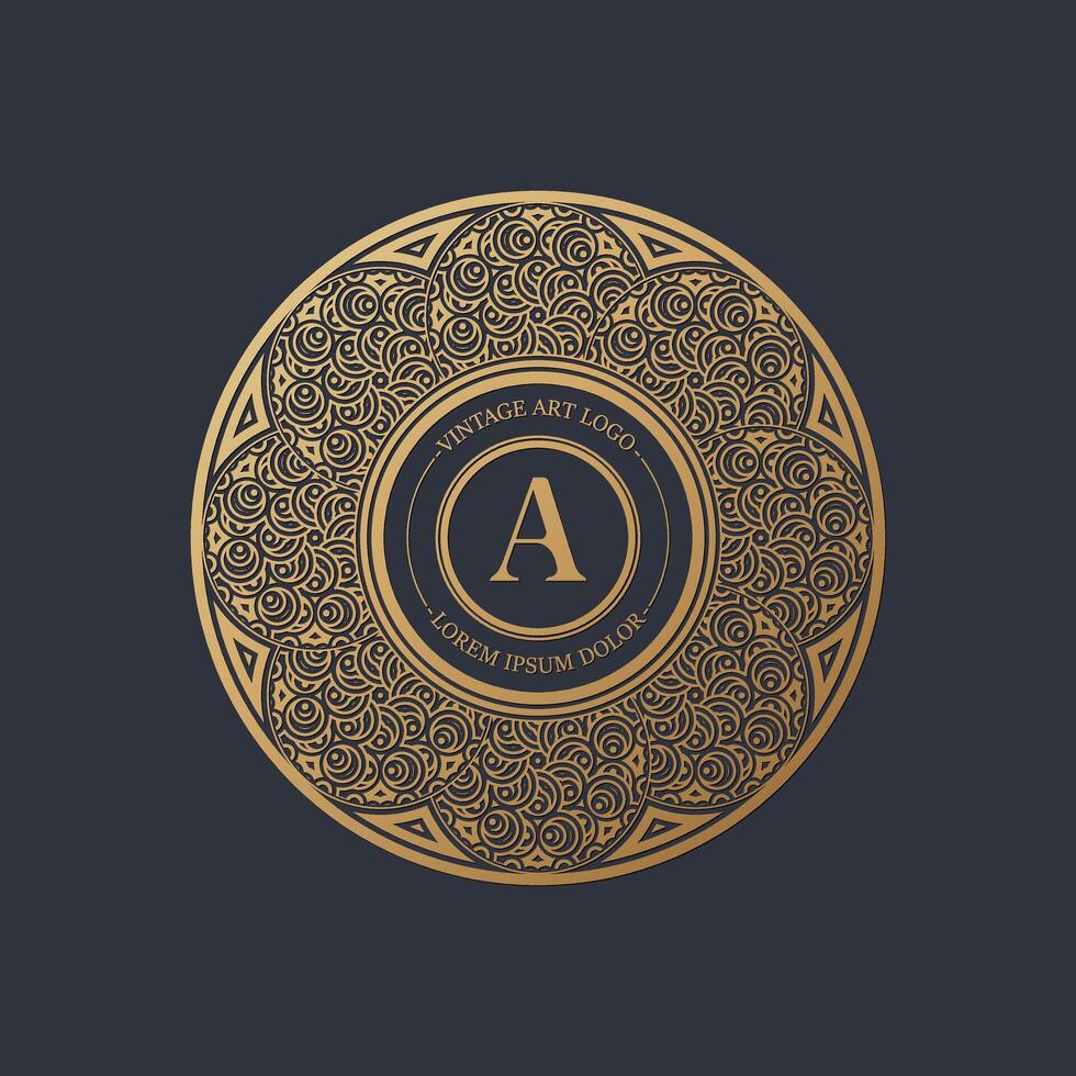 Elegant art monogram logo flourish line art graceful ornamentation victorian style vector