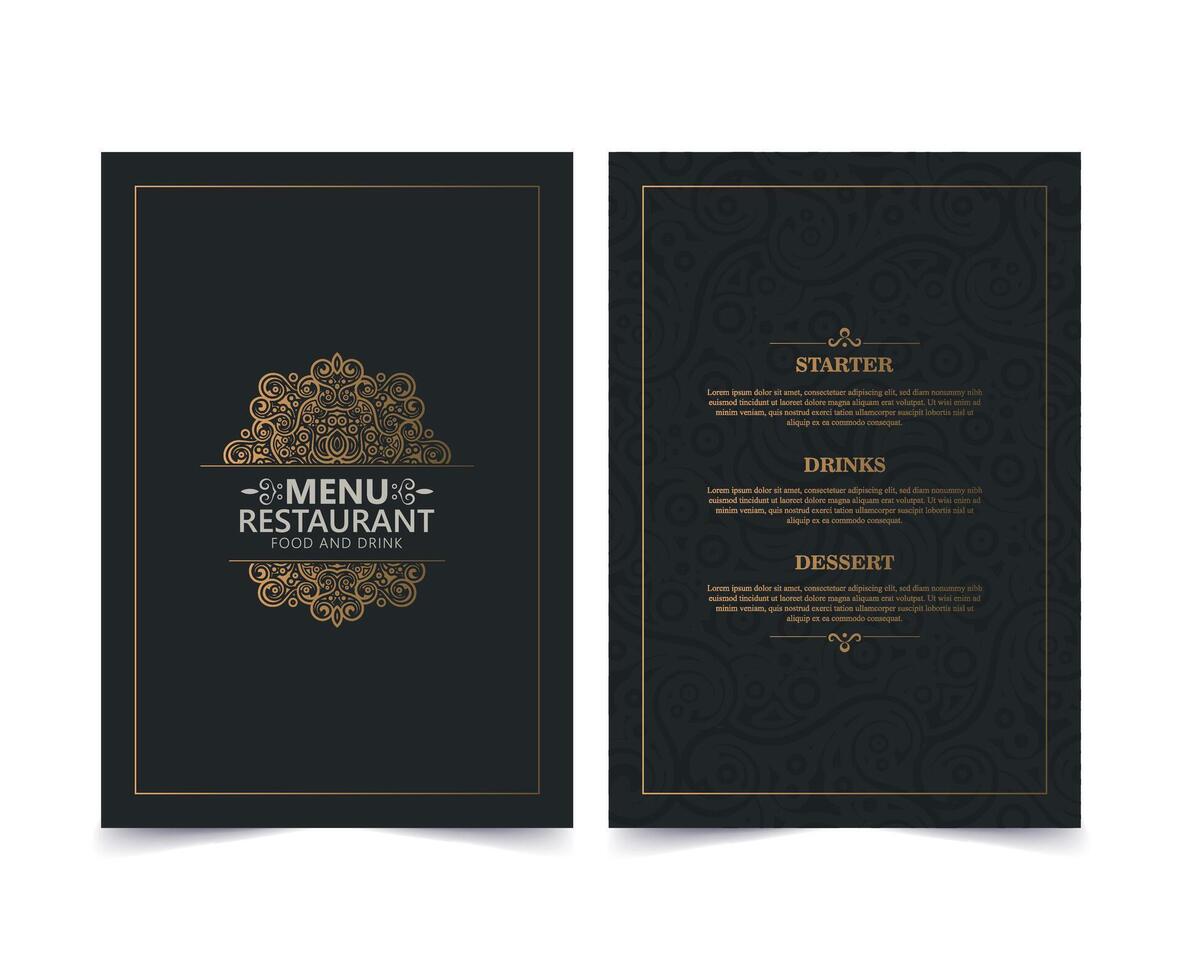 retro gold Menu Layout with Ornamental mandala Elements vector