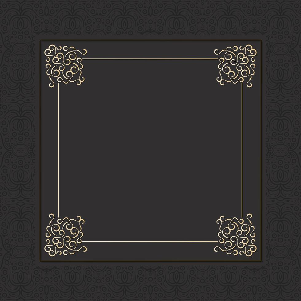Calligraphic square ornate ornament frame lines vector